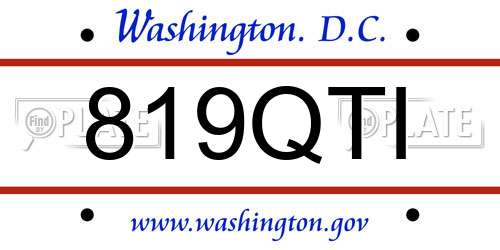 819QTI District Of Columbia License Plate
