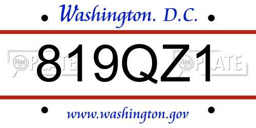 819QZ1 District Of Columbia License Plate