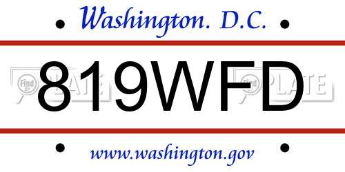 819WFD District Of Columbia License Plate