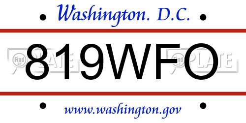 819WFO District Of Columbia License Plate