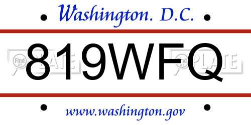 819WFQ District Of Columbia License Plate