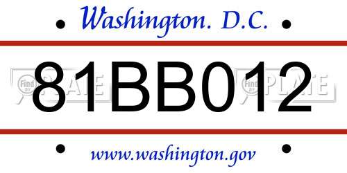 81BB012 District Of Columbia License Plate