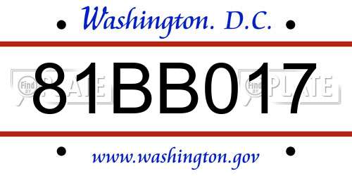 81BB017 District Of Columbia License Plate