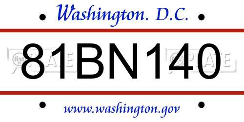 81BN140 District Of Columbia License Plate