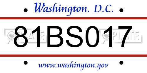 81BS017 District Of Columbia License Plate