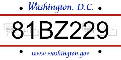 81BZ229 District Of Columbia License Plate
