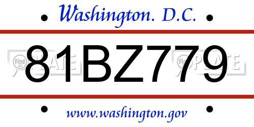 81BZ779 District Of Columbia License Plate