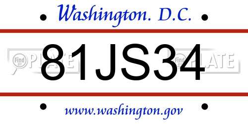 81JS34 District Of Columbia License Plate
