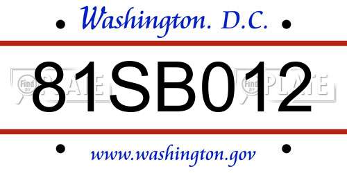 81SB012 District Of Columbia License Plate