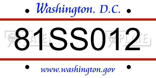 81SS012 District Of Columbia License Plate
