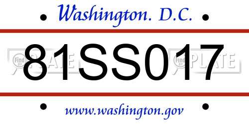 81SS017 District Of Columbia License Plate