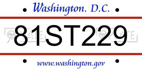 81ST229 District Of Columbia License Plate