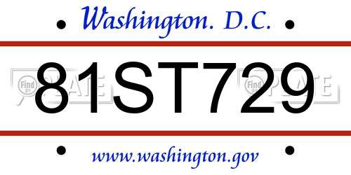 81ST729 District Of Columbia License Plate