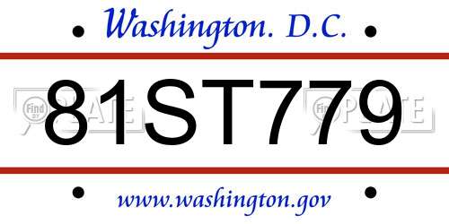 81ST779 District Of Columbia License Plate