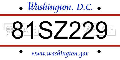 81SZ229 District Of Columbia License Plate