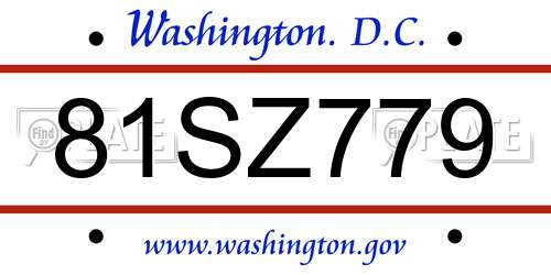 81SZ779 District Of Columbia License Plate