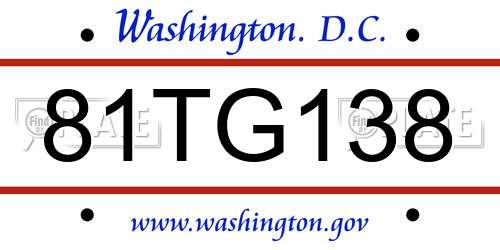 81TG138 District Of Columbia License Plate