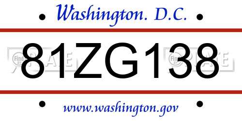 81ZG138 District Of Columbia License Plate