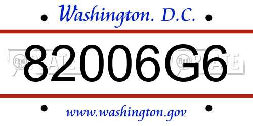 82006G6 District Of Columbia License Plate
