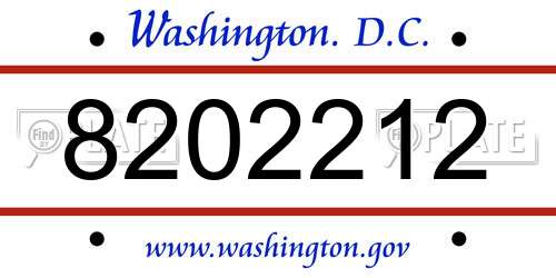 8202212 District Of Columbia License Plate