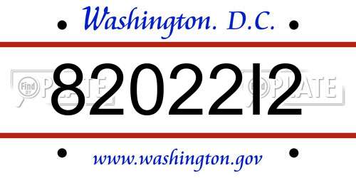 82022I2 District Of Columbia License Plate