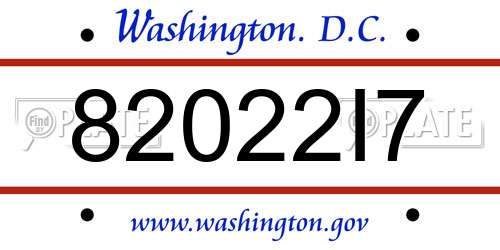82022I7 District Of Columbia License Plate