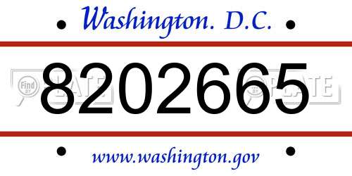 8202665 District Of Columbia License Plate
