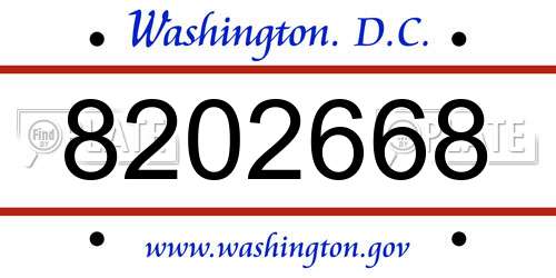 8202668 District Of Columbia License Plate