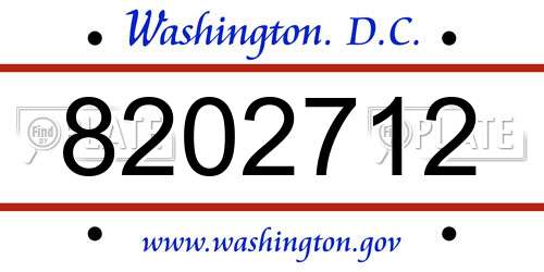 8202712 District Of Columbia License Plate