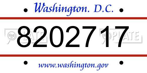 8202717 District Of Columbia License Plate