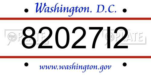 82027I2 District Of Columbia License Plate