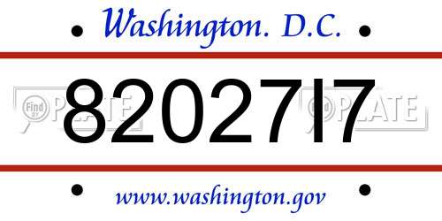 82027I7 District Of Columbia License Plate