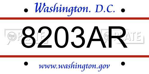 8203AR District Of Columbia License Plate