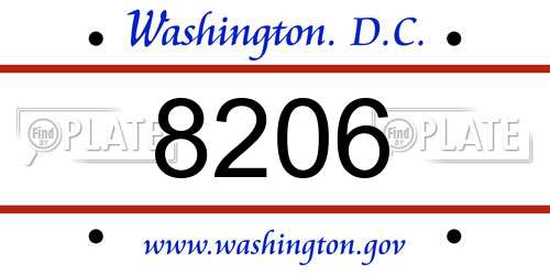 8206 District Of Columbia License Plate