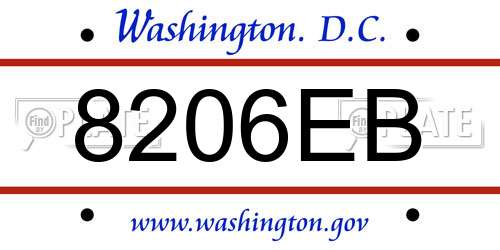 8206EB District Of Columbia License Plate