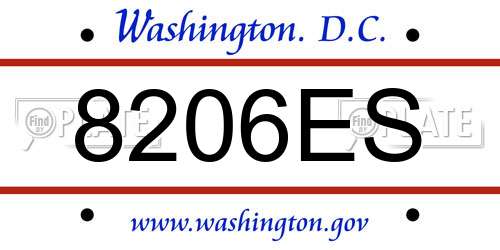 8206ES District Of Columbia License Plate