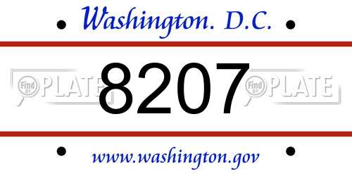8207 District Of Columbia License Plate