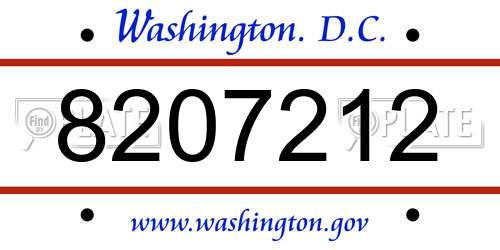 8207212 District Of Columbia License Plate