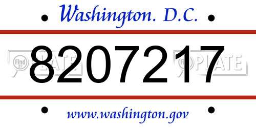 8207217 District Of Columbia License Plate
