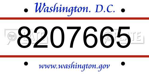 8207665 District Of Columbia License Plate
