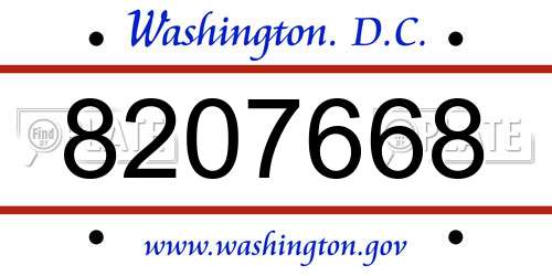 8207668 District Of Columbia License Plate
