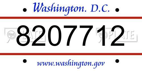 8207712 District Of Columbia License Plate