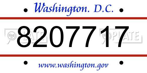 8207717 District Of Columbia License Plate