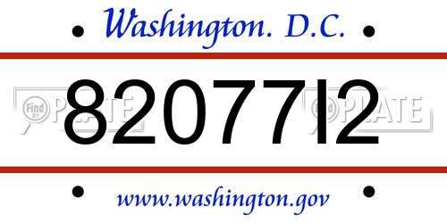 82077I2 District Of Columbia License Plate