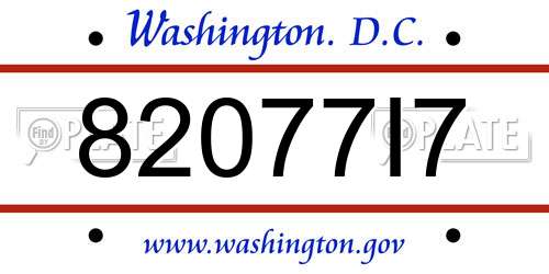 82077I7 District Of Columbia License Plate