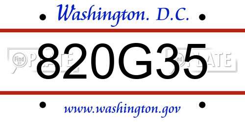 820G35 District Of Columbia License Plate