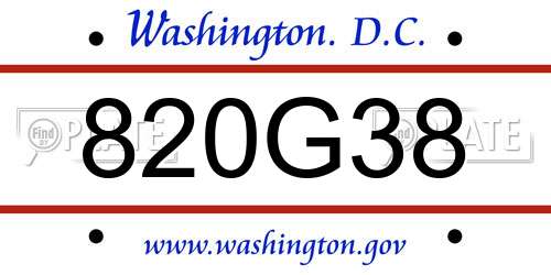 820G38 District Of Columbia License Plate