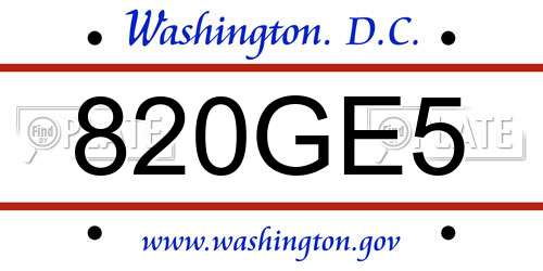 820GE5 District Of Columbia License Plate