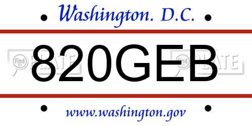 820GEB District Of Columbia License Plate