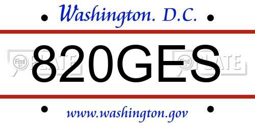 820GES District Of Columbia License Plate